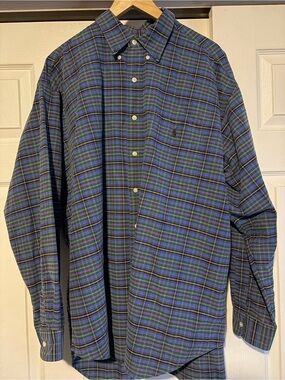 Ralph Lauren Blue and Green Plaid Button-Down Shirt